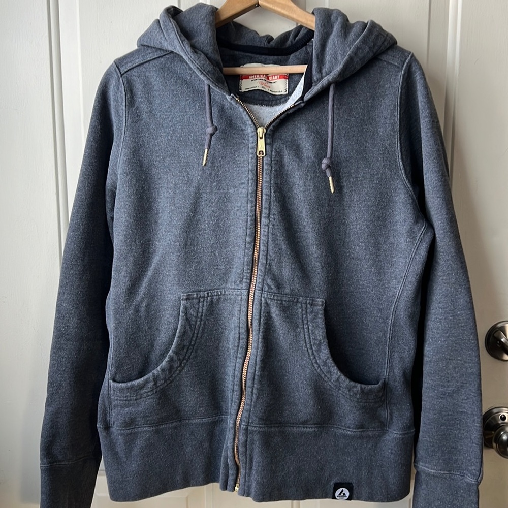 American Giant Gray, Full-Zip Sweatshirt Hoodie